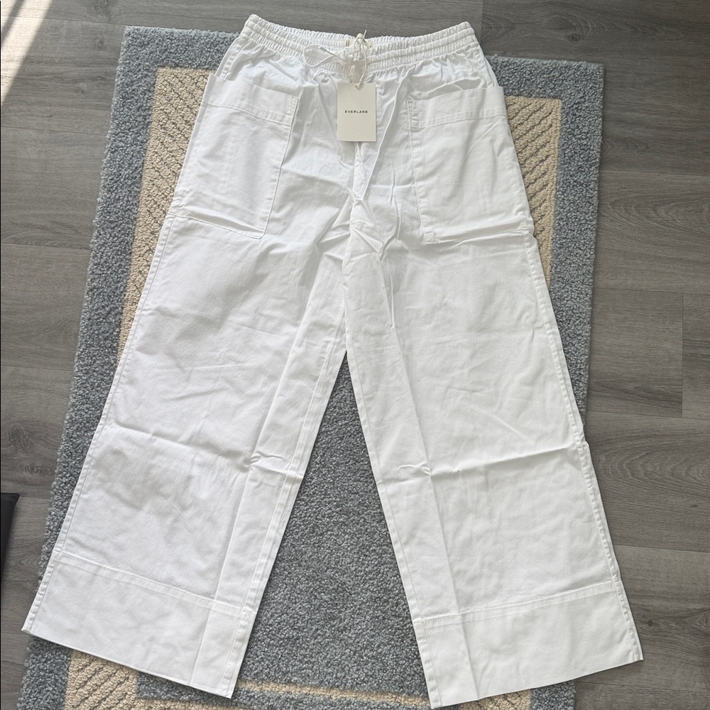 Everlane White Cargo Wide-Leg Pants